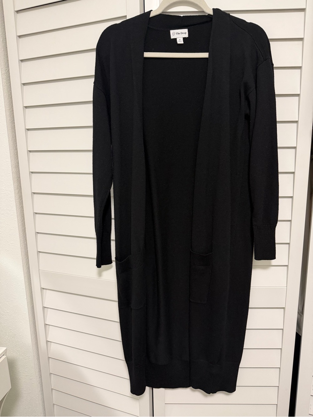 Women's Black Open-Front Long Cardigan Dress